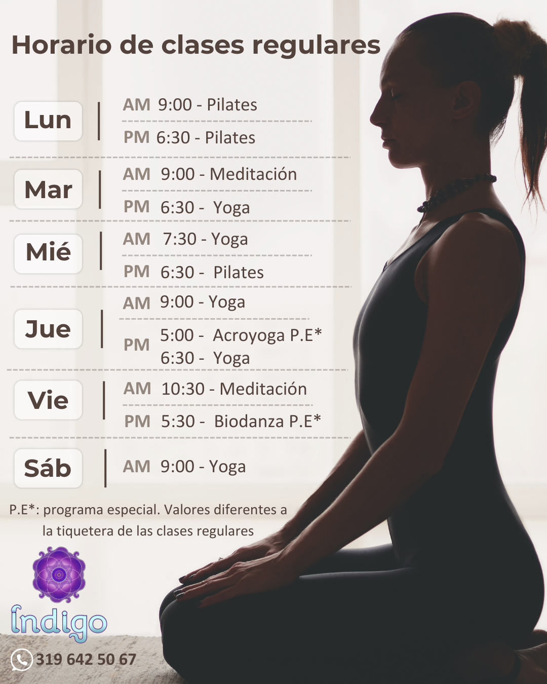 Horarios - Índigo Yoga Holístico